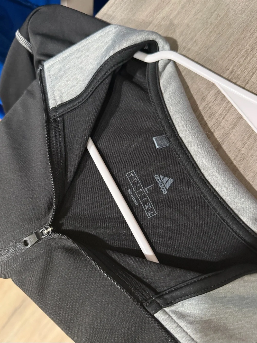 adidas Men’s Black Zip-Up Performance Sweater with Gray Trim